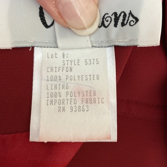 Jim Hjelm - Occasions - Burgundy Chiffon Knee Length Dress - Size 10 - Picture 9 of 10